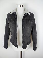 Replay Jeansjacke Damen Gr. M Schwarz Winter Teddy Taschen Denim 