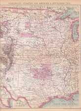 Amerika Mittlere Westen LANDKARTE von 1894 Dakota Texas Iowa  Indianerreservate