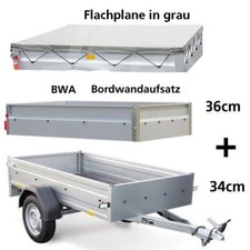 STEMA OPTI 750Kg Bordwandaufsatz 35cm & Flachplane grau Trailer Anhänger