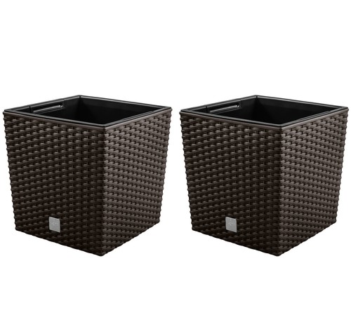 Rattan pflanzkübel 2er set - pflanzkübel,