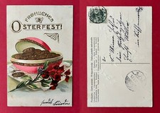 Glückwunsch Prägedruck AK OSTERN 1906 Osterei mit Goldmünzen  ( 137785