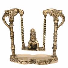 Messing Bal Gopal Krishna Swing Idol Auf Parrot Stumpen Statue Figur 20.3cm