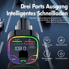 FM Transmitter Auto Bluetooth Kfz Radio Adapter PD+ Dual USB Ladegerät für Handy