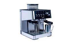 Tornado Siebträger-Kaffeemaschine mit Milchaufschäumer, Edelstahl und schwarz