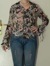 BIBA Bluse 34 xs mit Perlen und Pailetten, Rüsche 