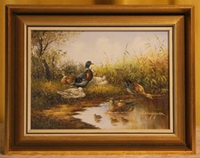 H. HOPPE kleines Ölgemälde Enten