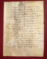 Pergament Manuskript französisch Mitte 17. Jh Wappen Lilie /Krone selten (1)