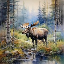 Wandbild elch wald landschaft - elch,