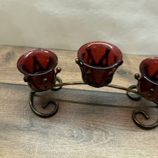 3er teelichthalter rotes glas - 3er,