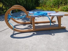 Hörnerschlitten 94 cm Buche Schneeschlitten Schlitten Kinderschlitten Zugseil