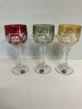 3 edle Hofbauer Collection Bleikristall versch Farben 24% Lead Crystal 80er Jahr