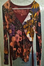 Bluse Von DESIGUAL, Größe S, Weinrot, Bedruckt, Mit Band zum umbinden