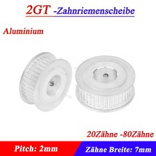 GT2 20-80Zähne Zahnrad-Pulley Drucker Riemenscheibe Breite 7mm AF Zahnriemenrad