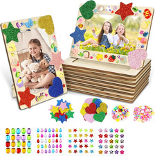 10 Stück Holzbilderrahmen Bastelset DIY Geschenke Dekoration Glitzersteine
