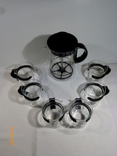 BODUM: 6 Teegläser & 1 Milchschäumer  "Bistro Nouveau" ,  schwarzer Griff  TOP