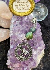 Anhänger MOOSACHAT + CHRYSOPRAS Geburtsstein Sternzeichen STIER MAI Edelstahl sf