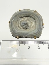 Brosche Naturachat gefasst in Gelbgold 585