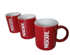 3x Nescafé Tassen Nescafe alte Edition rund Rot Tassen