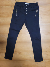 HOSE CINO SCHWARZ MIT REIßVERSCHLUSS UND SICHTBAREN KNÖPF GRößE XS 34 LEXXURY