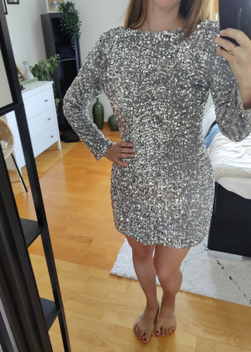Silbernes paillettenkleid - silbernes,
