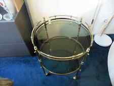 Teewagen / Barwagen-getöntes Glas - Messing rund auf Rollen 2 Ebenen