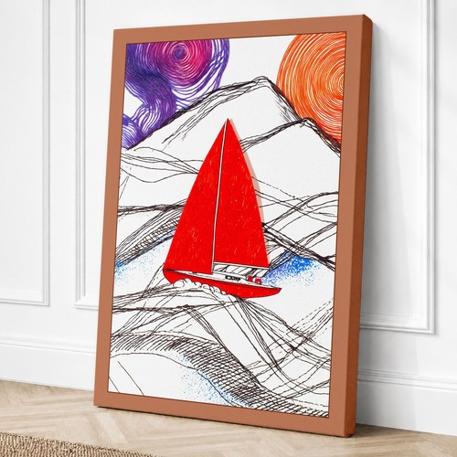 Rotes segelboot bewegung - rotes, in