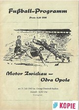 IFC Motor Zwickau-  Odra Opole 21.07.1963 Farbkopie/ Reprint