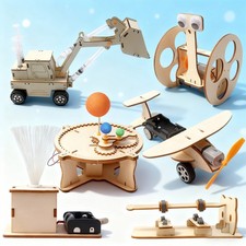 6 in 1 Elektronik Baukasten, Elektro Baukasten, Holz Bausatz Kinder Spielzeug