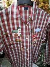 Karierte Damenbluse von End Gr. 36 Rot/weiß/grün mit Stickereien