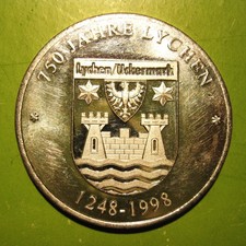 Gedenkmedaille 750 Jahre Lychen Uckermark 1248-1998 St. Johanneskirche, 35 mm PP