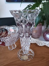 ⭐ Vintage 70er Hofbauer Kristallglas Vase mit Beere farbeden Details und Herz ⭐