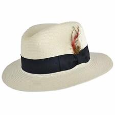 Herren Damen Packbar Stroh Sommer Panama Fedora Mütze mit Band Neu