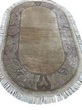Moderne Nepal Super Himalaya Wolle Handgeknüpft Oval 150/90 mit Zertifikat