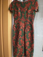 Etuikleid 70iger-Jahren - rot-grün gemustert