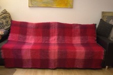 John Hanly Mohair/Woll Decke Rot/Pink Kariert