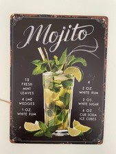 Holz Schild Bild  Bar Deko Mojito Cocktail Rezept Party