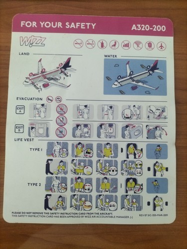 Safety card wizz air a320 - wizz, a320-200