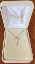 Diamant Kreuz 14K Gold 18" Collier ~ 17 schöne Diamanten Top Zustand