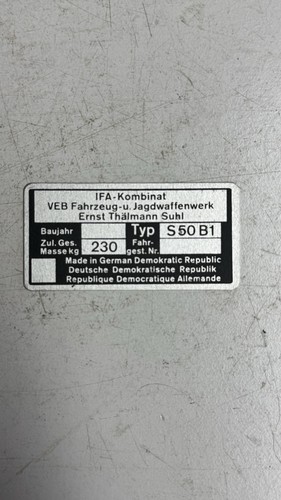 Simson s50 typenschild - simson,