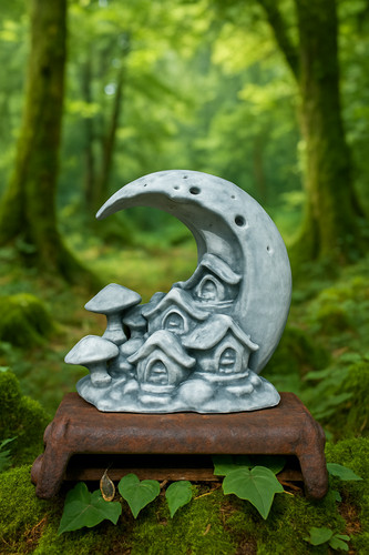 Steinfigur halbmond mit - steinfigur,