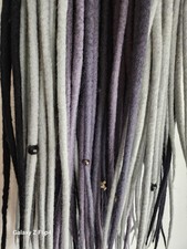 50DE Double Ended Wolle Dreads Grau -blau- Schwarz