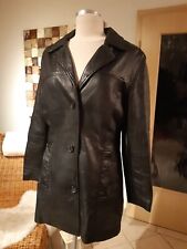Lederjacke langarm Damen, halblang, tailliert, Knöpfe, schwarz, Gr. L, Front Lin