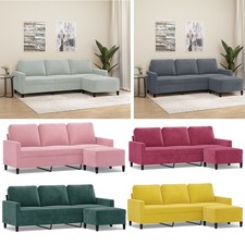 3-Sitzer-Sofa mit Hocker Samt
