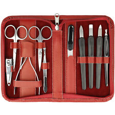 Nagelset Maniküre Pediküre Set 10 teilig Nagelschere Nagelzange Pinzette rot