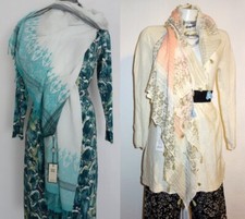 NOA NOA Tuch Glitzer Fransen Schal Stola blau orange XXL