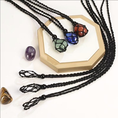 Schwarze kette mit steinhalter - mit,