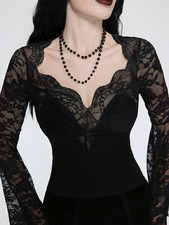 Spitze Mesh Bluse Top blumen