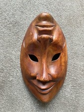 Balinesische Holzmaske Glück & Trauer | Handgefertigt | WENDBAR | Wanddeko Deko