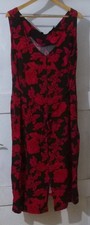 Bonprix bpc Collection Kleid schwarz mit roten Blumen & Gürtel 100% Viskose