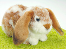 Teddy Hermann Plüschtier Hase liegend hellbraun-weiß gescheckt 30cm